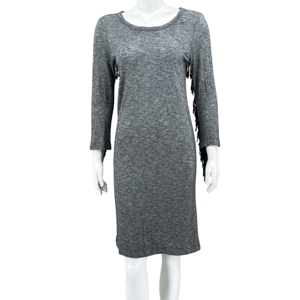 Zadig & Voltaire Dress Womens Small Gray Winter Fringes Wool Angora Western